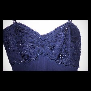 Neiman Marcus Tadashi blue strapless dress